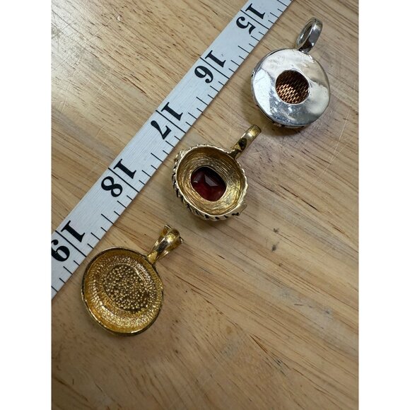 Lot Of 3 Vintage Two-Tone Enhancer Pendants, Retro, Y2K, Glam, Lux - Picture 3 of 11